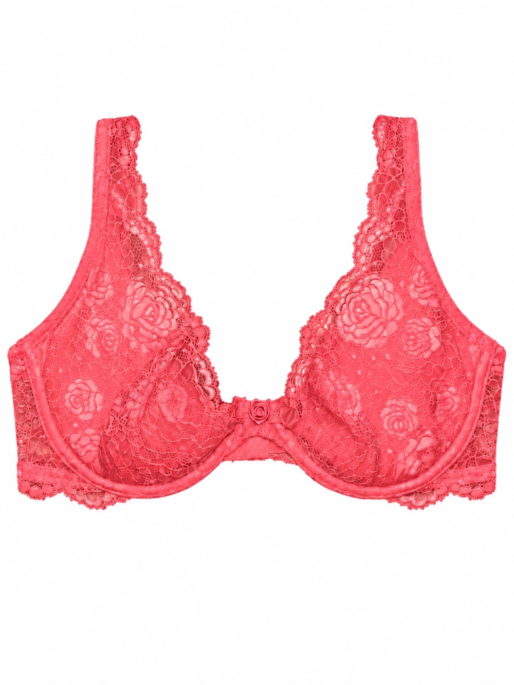 Victoria's Secret Coral Pink Floral Lace Underwire Bra 36D